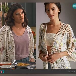 Anthropologie Floral Lace Insey Kimono ASO Never Have I Ever Kamala One Size